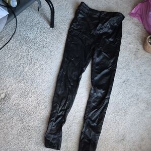 Hunter Brown Black Faux Leather High Waisted Skinny Pants Leggings Large